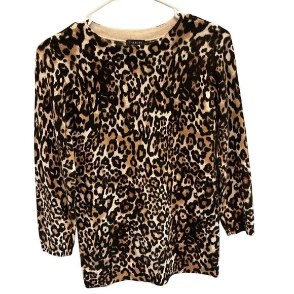 Talbots Sweaters - Talbots Womens Cashmere Sweater Size XS Leopard Print Animal Classic Preppy Work